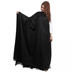 Acro Woolen Black  Solid Color Kashmiri Shawl For Her SHL-146